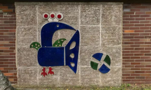 D017 Glazovaný keramický reliéf Páv